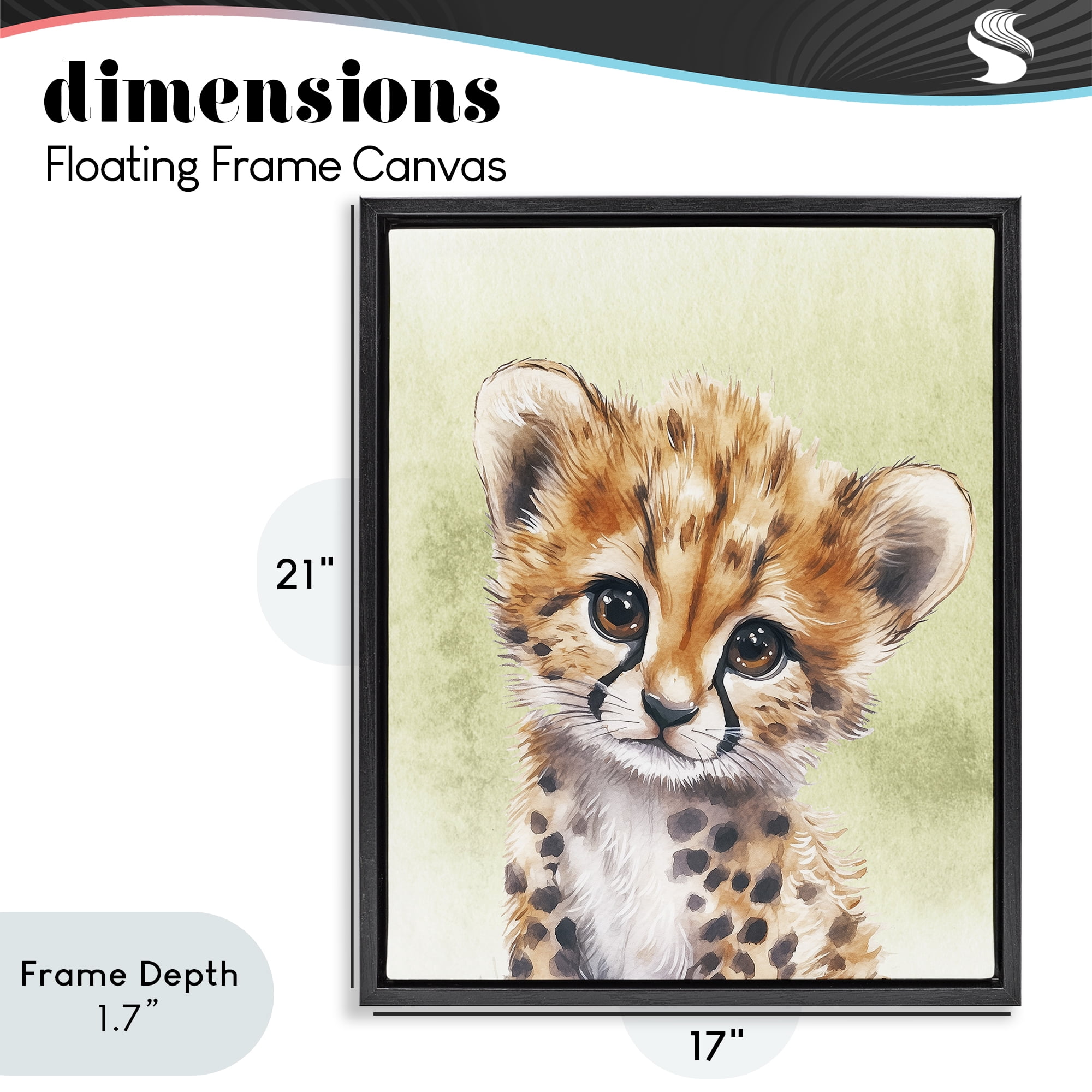 Stupell Industries Jungle Friends Baby Cheetah Black Framed Floater Canvas Wall Art, design by Christine Simpson Art