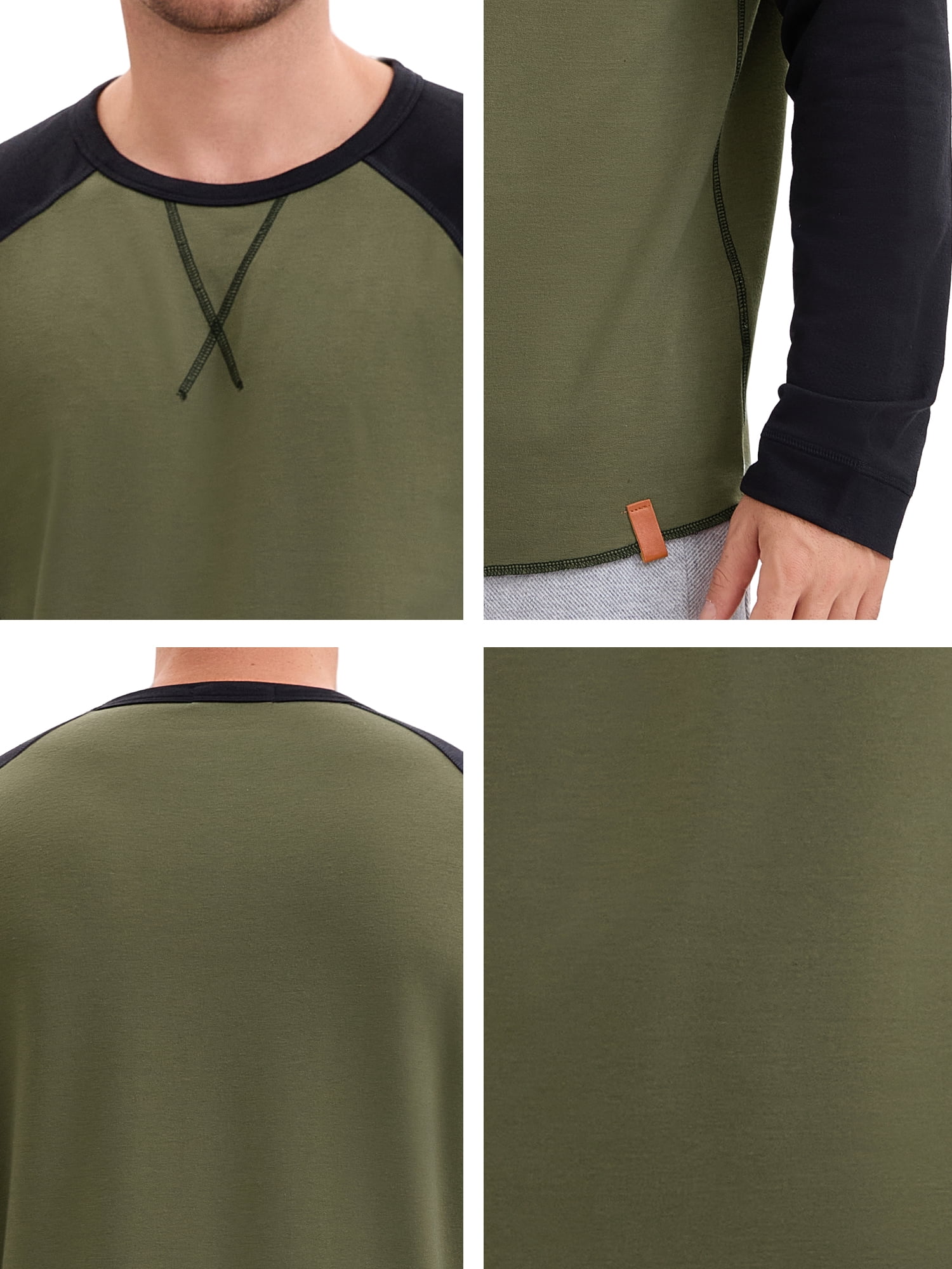 DARING DIVA Men's Long Sleeve Color Block Casual Raglan T-Shirt XL Brown Black