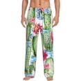 thumbnail image 2 of Picia Flowers and Cactus Mens Soft Woven Cotton Elastic Waistband Sleep Pajama Pant Lounge Sleep Pant With Pockets And Drawstring-Small, 2 of 9