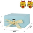 thumbnail image 3 of Skivra Blue Gift Box with Ribbon - 1 Pack, 6x6x3 Inch Small Collapsible Luxury Box with Lid, Magnetic Closure, Rectangle, Wedding Gifts, Shredded Paper Filler & Card, 3 of 14