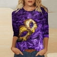 thumbnail image 3 of Tbopshirt 3/4 Sleeve Tops for Women,Mardi Gras Clothing,Fashion Woman Casual Christmas Printed Round Neck Printing Blouse Gifts for Her T-Shirt Blouses,Womens Tops, 3 of 5
