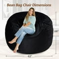 thumbnail image 4 of Homguava Bean Bag Chair: Giant 4' Memory Foam Furniture Bean Bag Chair with Microfiber Cover - 4Ft, Black, 4 of 7