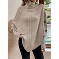 thumbnail image 5 of Women's Pullover Bat Type Lightweight Sweater Cape Style High Neck Long Sleeve Button High Neck Casual Women's Sweater, 5 of 7