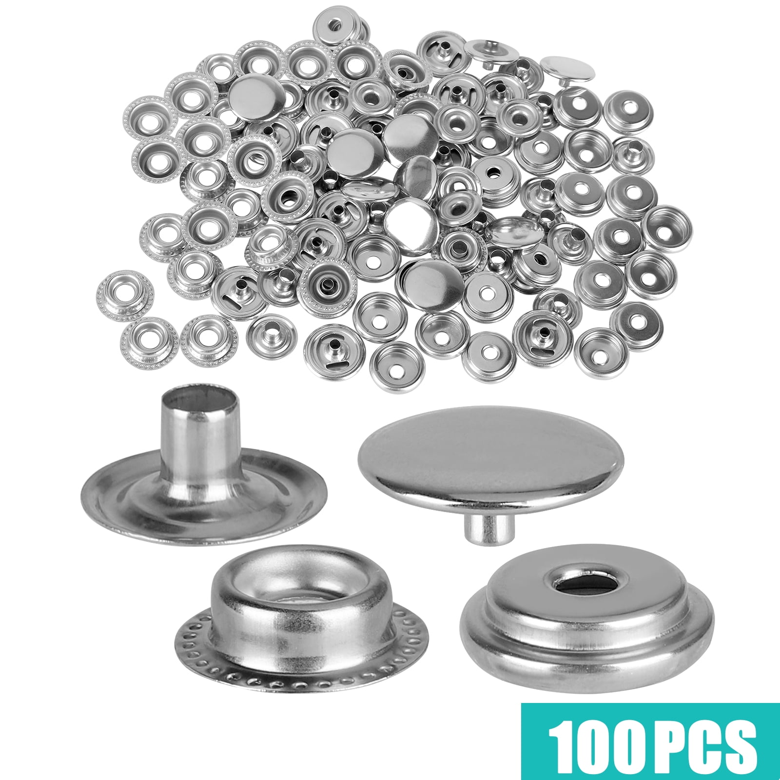 100pcs 15MM Stainless Steel Fasteners Tool Stud Button DIY Leather Craft Useful 