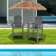 thumbnail image 3 of 2pcs HDPE Tall Adirondack Chair Barstools Connecting Tray Patio Footrest Gray, 3 of 9