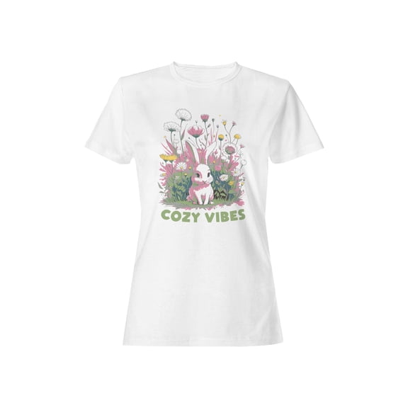 Cozy Bunny Floral Art Women's T-shirt