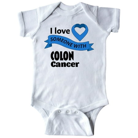 

Inktastic I Love Someone with Colon Cancer blue heart ribbon Gift Baby Boy or Baby Girl Bodysuit