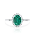 thumbnail image 4 of Rosec Jewels Lab Grown Emerald Oval Engagement Ring with Halo - 6X8 mm - Emerald Diamond Ring - AAAA Quality Certified, 18K White Gold, US 11.50, 4 of 8