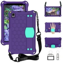 Dteck Case for Samsung Galaxy Tab A7 Lite 8.7 inch 2021 Model SM-T220 T225, Heavy Duty Shockproof Kickstand Case with Removable Shoulder Strap/Flexible Handle Strap,Purple/Mint