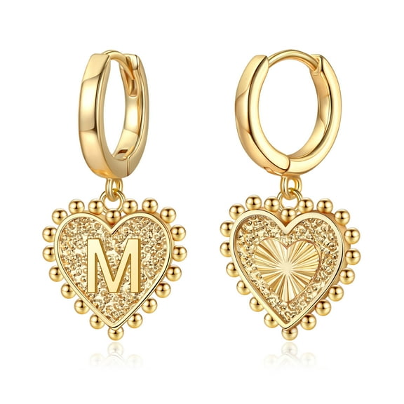 Heart Initial Earrings for Women S925 Sterling Silver Post Women Earrings