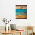 thumbnail image 2 of JEUXUS Canvas Wall Art Retro Rustic Barn Wood Teal Green Brown Picture Framed Abstract Painting Print Wall Art for Bedroom Bathroom Kitchen Decor, Ready to Hang, 2 of 4