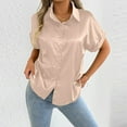 thumbnail image 5 of Blczomt Button Down Tops for Women Trendy Summer Plain Dressy Casual Shirt Solid Color Gold Short Sleeve Spring Women's Blouses, 5 of 6