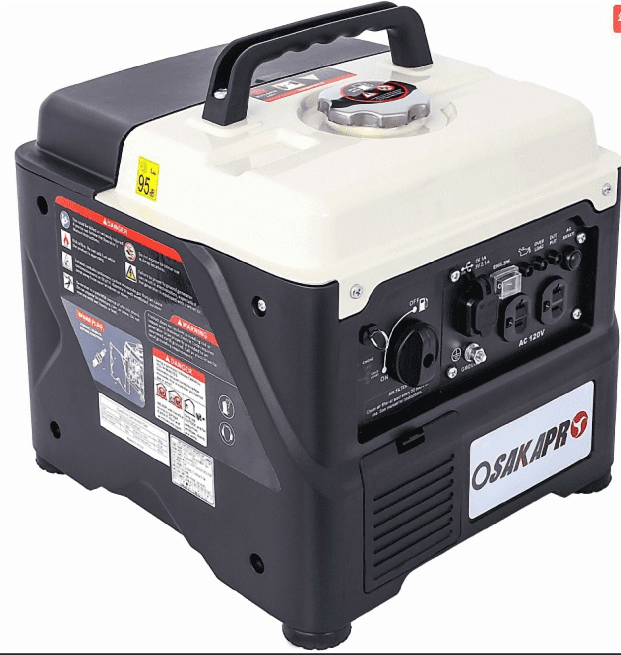Portable Inverter Generator,1200W ultra-quiet gas engine, EPA Compliant, Eco-Mode Feature, Ultra Lightweight for Backup Home Use & Camping Black White