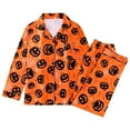 thumbnail image 3 of Yuncity Womens Halloween Pajamas Printed Collar Long Sleeve Long Pants Trendy Cute Pajama Sets Red S, 3 of 9