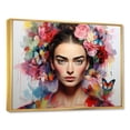 thumbnail image 2 of Designart "Frida's Crown Kahlo Flower Portrait" Fashion Framed Wall Art - Glam Pink Woman Mexican Hallway Framed Wall Art Decor, 2 of 6