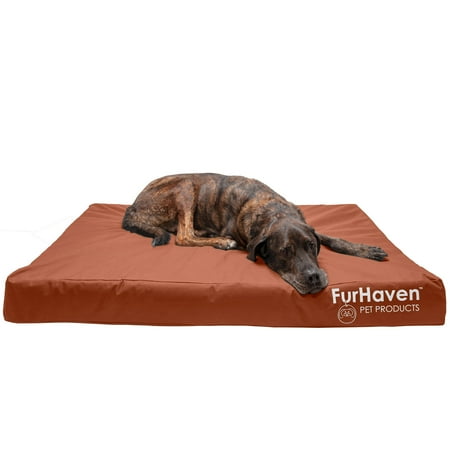 UPC: 0842229120431 | FurHaven Pet Products Oxford Indoor/Outdoor Deluxe Memory Foam Pet Bed for Dogs & Cats – Chestnut Jumbo Plus