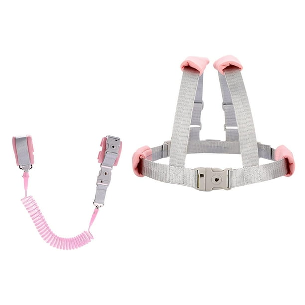 Correa de muñeca para niños 2 en 1, correa de hombro ajustable, arnés para niñas Rosa