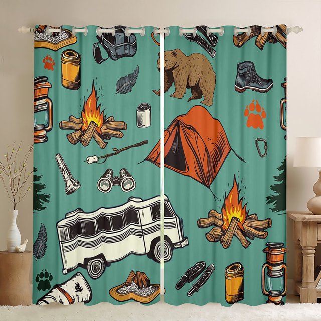 Erosebridal Rideaux et Draperies pour VR/auto (38x54), Rideaux Occultants 30 %-50 % d'Aventure Rustique pour Chambre à Coucher, Déco de Camping en Campeur