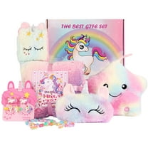 FIIOEOY Unicorn Toys Gift Set with Glow in The Dark Blanket and Light Up Star Pillow for Girls Ages 3-8