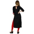 thumbnail image 6 of Bimba Women Straight Black Kurta Kurti w/ Printed Yoke Classic Chic Tunic, 6 of 7