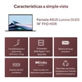 thumbnail image 3 of ASUS Zenbook 14 OLED, Ryzen AI5 340/50 TOPS/16GB RAM/512 GB SSD/Reconocimiento Facial/Cargador Tipo USB-C/Incluye Funda/Teclado en español/Garantia en Mexico, 3 of 5