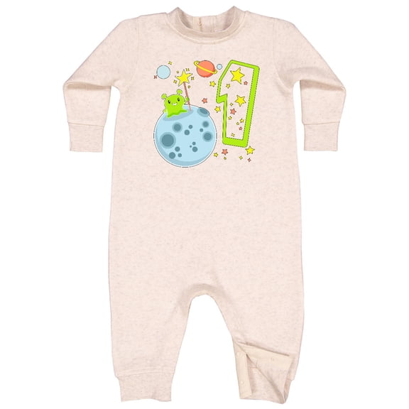 Inktastic Cute First Birthday Alien in Space Baby Fleece Romper