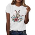 thumbnail image 2 of Mifsaly Short Sleeve T-Shirts Women Leopard Print Easter Bunny Floral Graphic Cotton tops Soft Breathable Relaxed Fit Casual Summer Tees S, 2 of 6