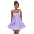 thumbnail image 1 of Vestido de bienvenida Dessiny lila con lentejuelas y tirantes finos para mujer, 1 of 6