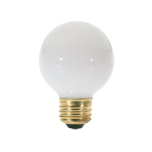 Satco S3828 - 40 watt G18 1/2 Incandescent; Gloss White; 1500 average rated hours; 300 lumens; Medium base; 120 volts