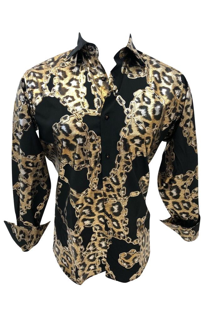 mens leopard dress shirt