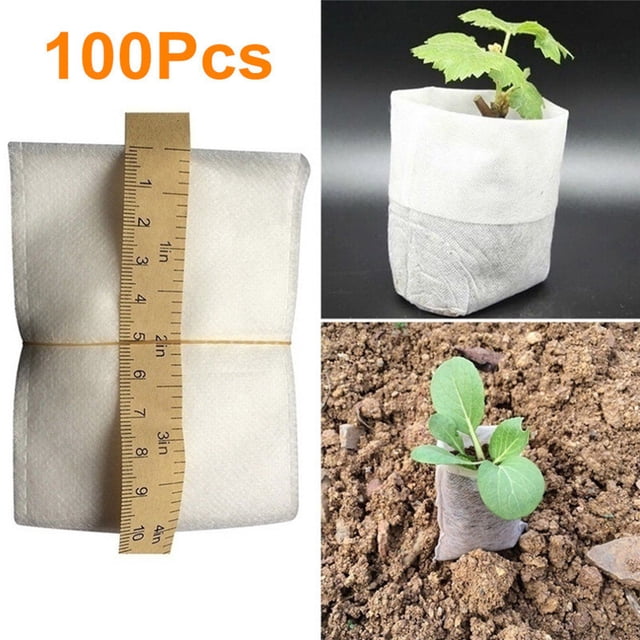 Bolsas de vivero de plantas Wmkox4186yii no tejidas maceta de plántulas de Tela 100 piezas