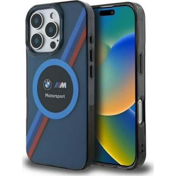 BMW Motosport IML Circle Case with MagSafe for iPhone 16 Pro 6.3" Blue - BMHMP16L23HTPUV