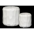 thumbnail image 3 of Ceramic Round Pot with Wide Mouth and Embossed Irregular Patterns Design Body Set of Two Matte Finish Silver, 3 of 3