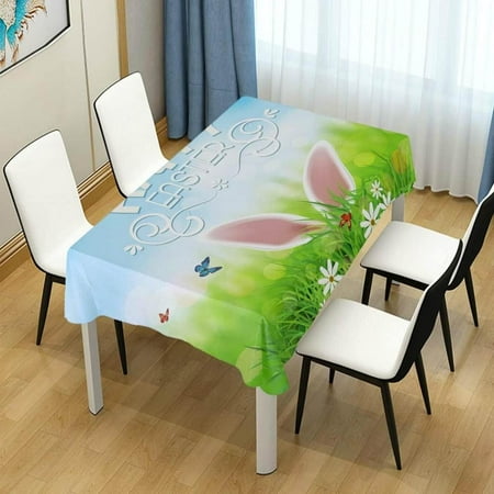 

Hyjoy Easter Bunny Rectangle Tablecloth Spill-Proof Polyester Table Cloth Table Cover for Kitchen Dining Picnic Holiday Party Decoration 60x60 Inch