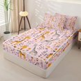 thumbnail image 2 of Castle Fairy Cute Floral Giraffe Zipper Full Size Comforter Sets with Fitted Sheet and 2 Pillowcases,Cartoon Flower Wildlife Zipper Bedding Set,Orange Blush Pink,Pink Reversible,4pcs, 2 of 6