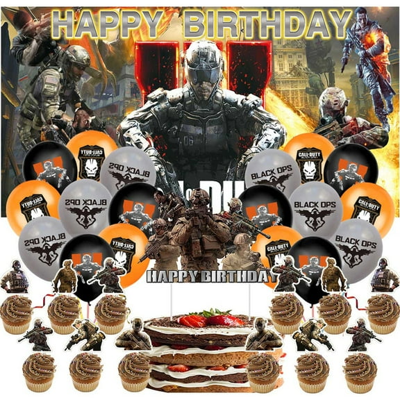 Call Of Duty Party Supplies Decor Latex Balloons Birthday Banner Decorations Kit Backdrop Cake Topper