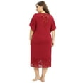 thumbnail image 4 of Women's Plus Size Nightgowns Short Sleeve Sleepwear Soft Round Neck Nightdress Pajama Shirts Flutter Sleeve Lace Panels Nightwear Homewear,Red XL-4XL, 4 of 7