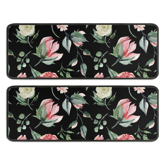 Kitchen Rugs Sets Of 2,Pioneer Flower Floral Print Pattern Anti Fatigue Kitchen Mat Rugs Non Slip Washable,Decorative Kitchen Floor Mats for Kitchen,Sink,Laundry,17"x47" 17"x47"