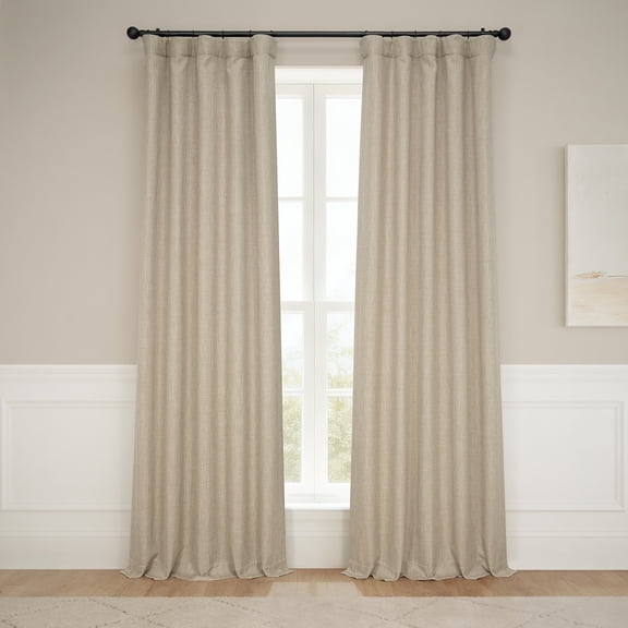 HPD Half Price Drapes Nomad Tan Faux Linen Room Darkening Curtains for Bedroom & Living Room Curtains (1 Panel), Door & Window Curtains 84 inches long, Rod Pocket Curtains & Drapes, 50W X 84L