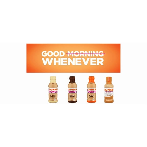 Dunkin Donuts Iced Coffee Variety Pack, 12 Bottles, Mocha, Original, French Vanilla and Caramel