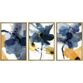 thumbnail image 3 of IDEA4WALL Framed Canvas Print Wall Art Set of 3 Blue and Orange Blossoms Botanical Flower Watercolor Artwork Nature Tropical Plants Modern Art for Entryway, Bedroom, Office - 24"x36"x3 Natural, 3 of 5