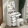 thumbnail image 2 of FUFU&GAGA Makeup Vanity Set Table With LED Light &Mirror & Stool White 1-Piece, 2 of 5