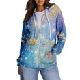 thumbnail image 4 of Hoodies for Women, Trendy Tops with Christmas Print, Long Sleeve Sweatshirt with Pockets, Pullover Lightweight for Casual Fall Fashion,Blue,S, 4 of 7