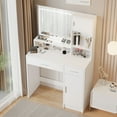 thumbnail image 2 of Vanity Desk with Mirror & LED Light Strip, Dressing Table with 3-Level Storage, 3 Lighting Modes Adjustable Brightness, White Makeup Desk for Bedroom, 2 of 6
