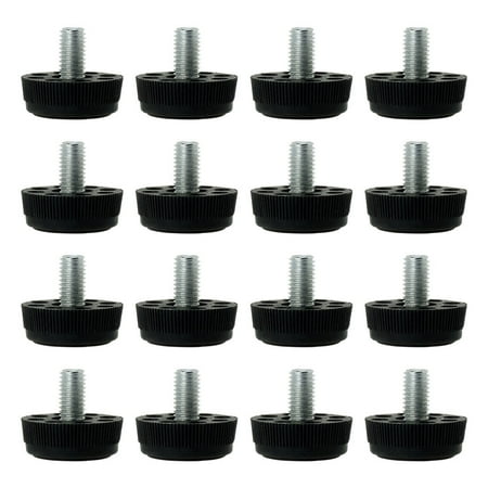 Uxcell Leveling Feet M8x0.51"x1.18" Adjustable Leveler Floor Protector for Home Restaurant Table Leg Black 16pcs