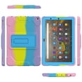 thumbnail image 2 of Kids Case for Amazon Fire 10 Pro/10 Plus/HD 10 Tablet(11th Generation, 2021 Release) - Heavy Duty Durable Shockproof Case with Foldable Kickstand Rugged Silicone EVA Cover, Rainbow Pink, 2 of 6