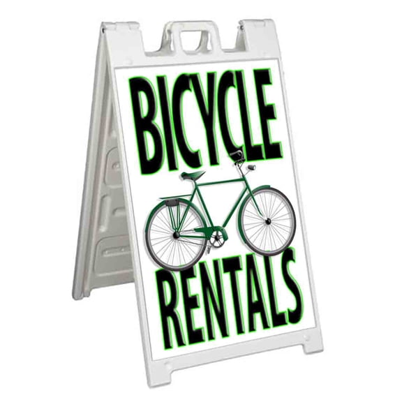 Bicycle Rentals (24" X 36") Standard A-Frame Signicade, Includes Decal Applied To Stand