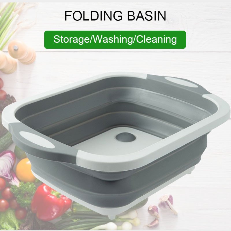 Collapsible Sink Wash Basin Folding Dish Tub Portable Dishpan Draining