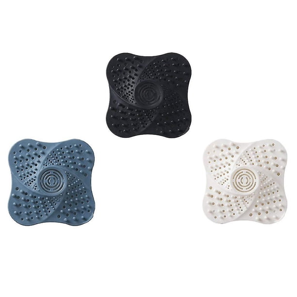 3 piezas de tapa de drenaje de fregadero de piso WEIHJMXG coladores de pelo para baño cocina negro blanco azul 13X13X2cm