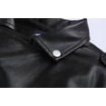 thumbnail image 2 of Chaqueta de cuero con cremallera oblicua y solapa informal ajustada para motocicleta para hombre, 2 of 6